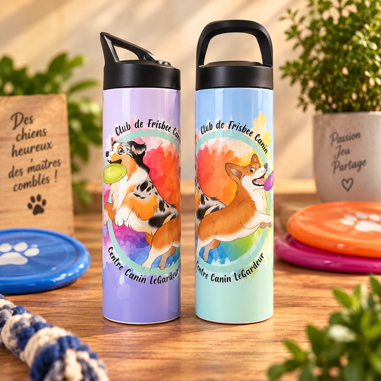 Bouteille personnalisée 20 oz — 2 couvercles